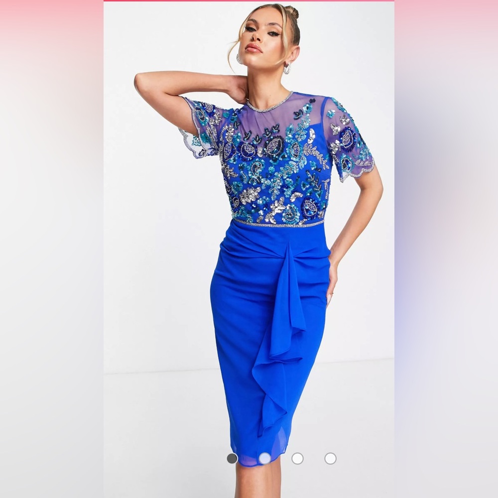 ASOS Virgos lounge embellished midi dres in cobalt. Size 6 US.